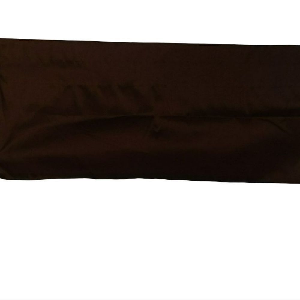 FOUR PANELS OF CHOCOLATE BROWN POLYESTER VALANCES